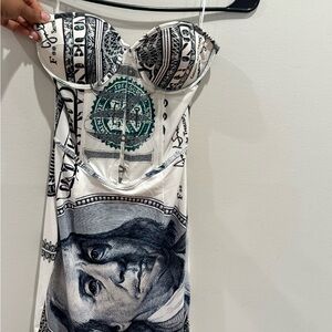 Dollar Print Strapless Bodycon Dress